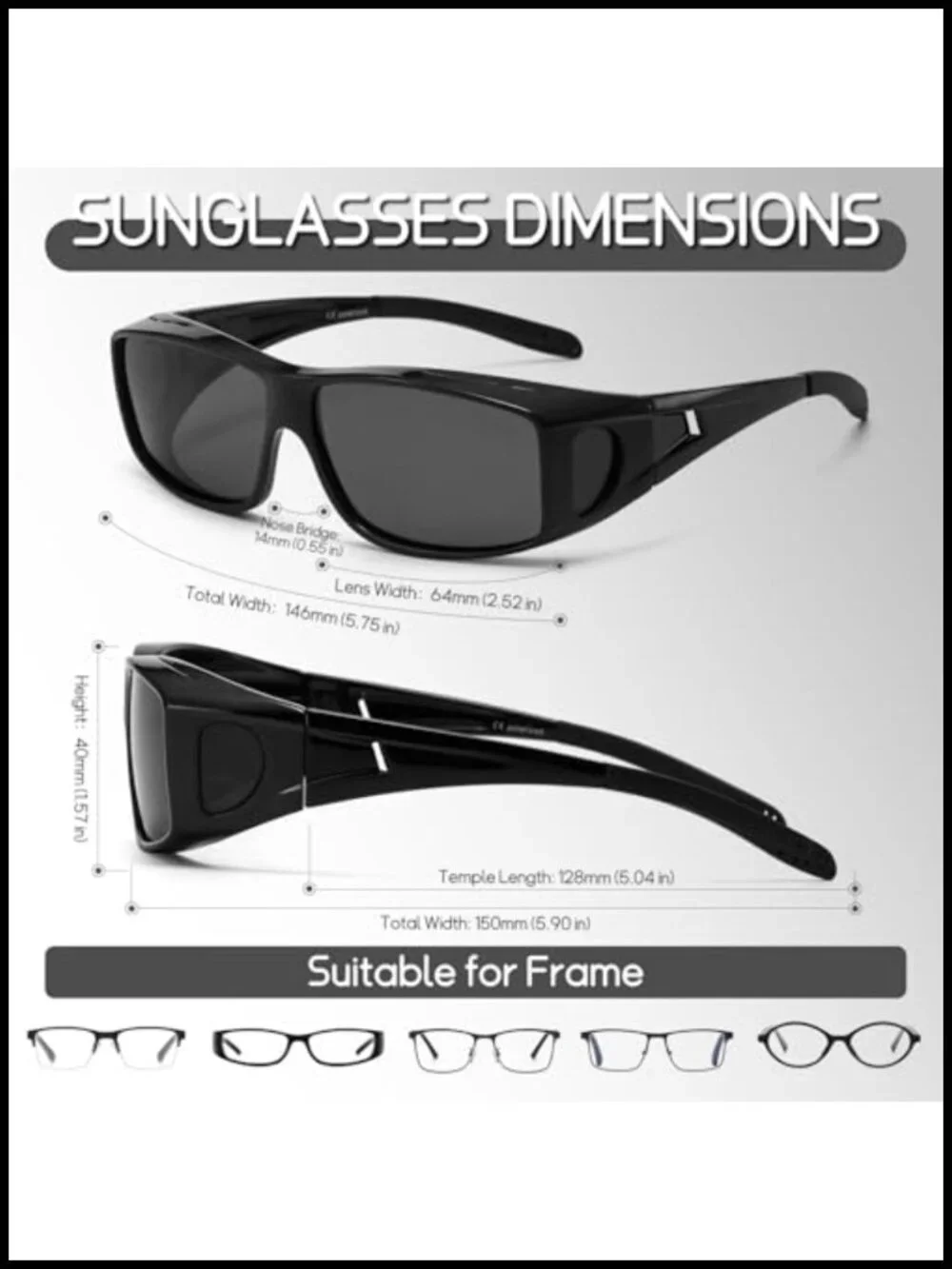 Polarized Fit Over Sunglasses for Men Women Driving Square Wrap Around UV